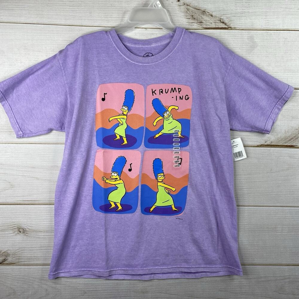 The Simpsons T-Shirt Womens L Purple Marge Krumping Dancing Short Sleeve NWT